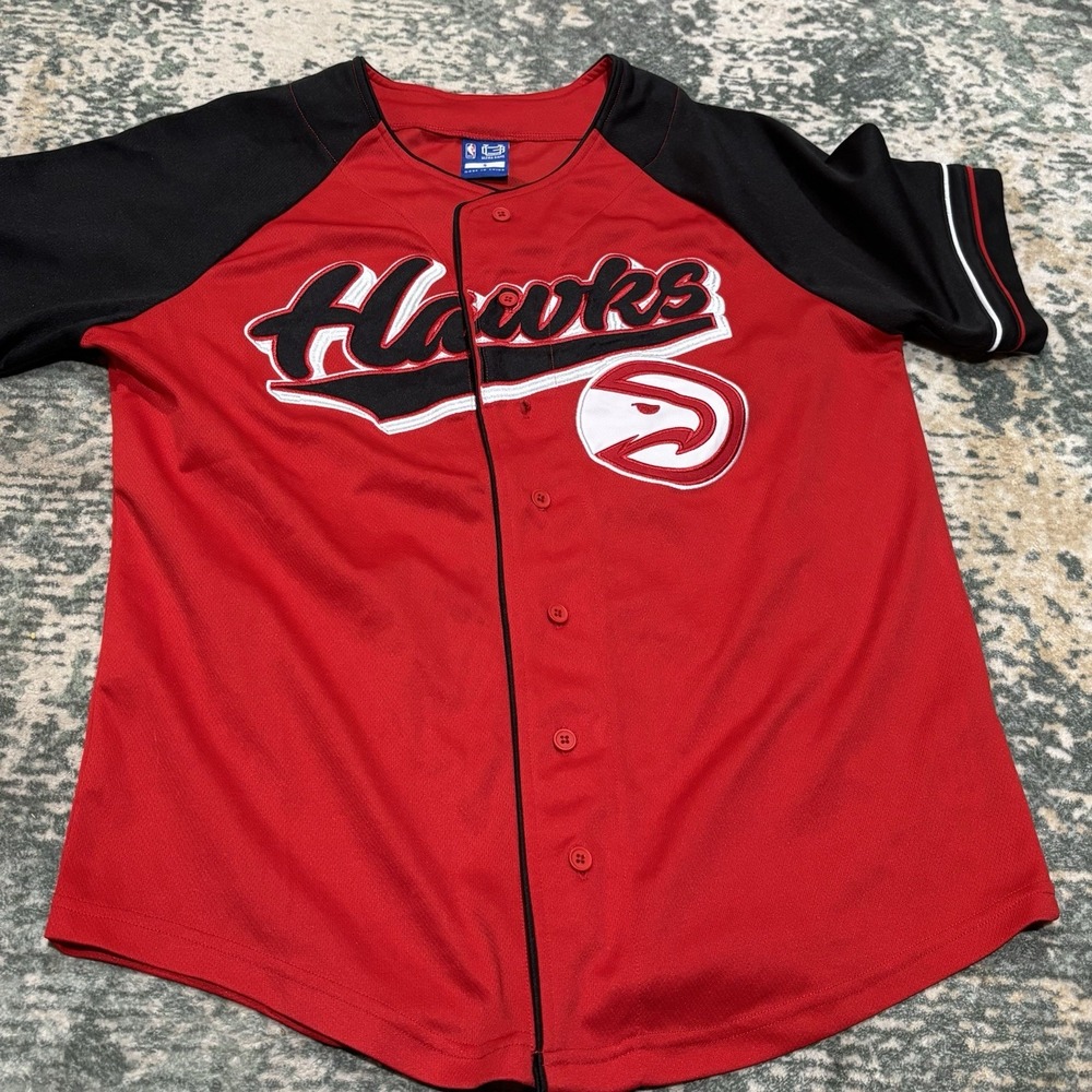 Atlanta Hawks baseball-style button-down jersey Small *flaw